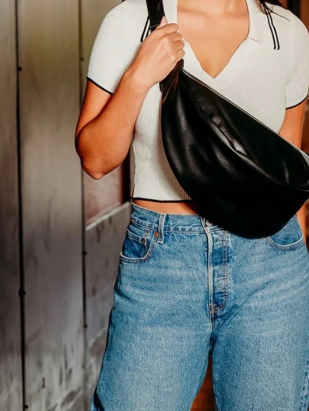 Carla Rockmore Mini Sling Black Crescent Crossbody Bag